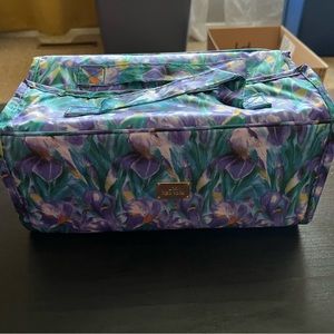 Beautiful blue, green, purple roll up makeup or craft bag. 4 separate bags